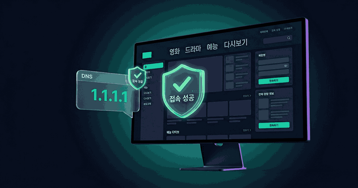 누누티비 우회 접속 – DNS 설정 변경 방법 스크린샷